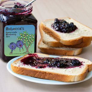 Blueberry Pals Funny Tecknad Sylt Paj och mer Fyrkantigt Klistermärke