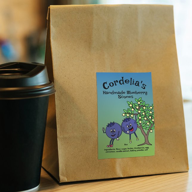 Blueberry Pals Funny Tecknad Sylt Scones och mer Mat Etikett (Skapare uppladdad)