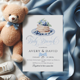 Blueberry Pancake Baby Brunch Baby Shower Boy Inbjudningar