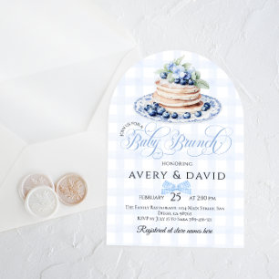 Blueberry Pancake Baby Brunch Baby Shower Boy Inbjudningar