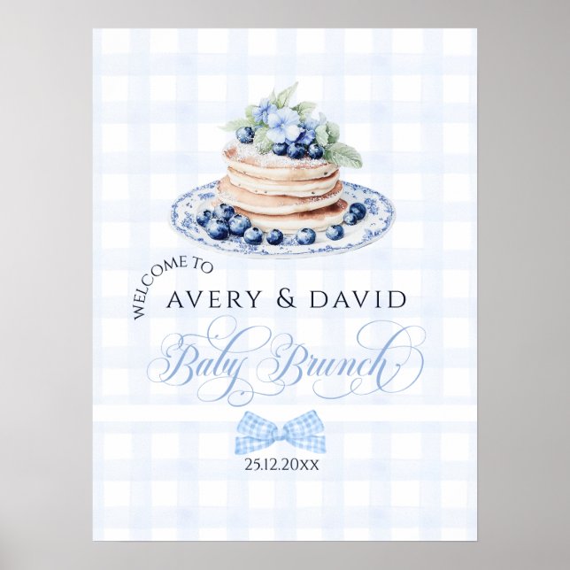 Blueberry Pancake Baby Brunch Baby Shower Boy Poster (Framsidan)
