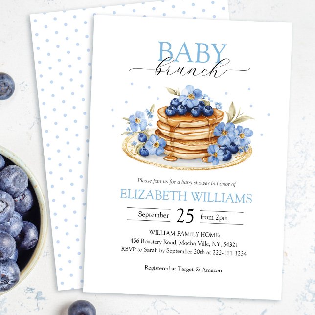 Blueberry Pancake Baby Brunch Baby Shower Inbjudningar (Skapare uppladdad)