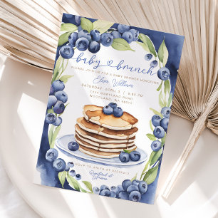 Blueberry Pancakes Baby Brunch Baby Shower Inbjudningar