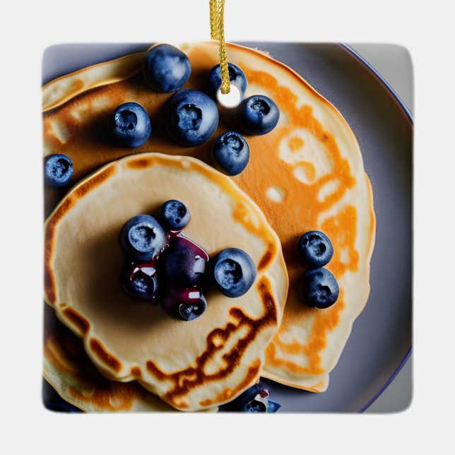 Blueberry Pancakes med Syrup Pun-jul Julgransprydnad Keramik (Framsida)