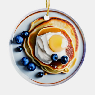 Blueberry Pancakes och Fried Egg Pun-jul Julgransprydnad Keramik