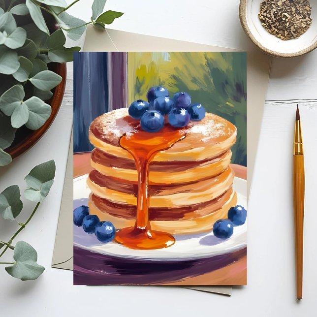 Blueberry Pancakes | Oljemålning Vykort (Skapare uppladdad)
