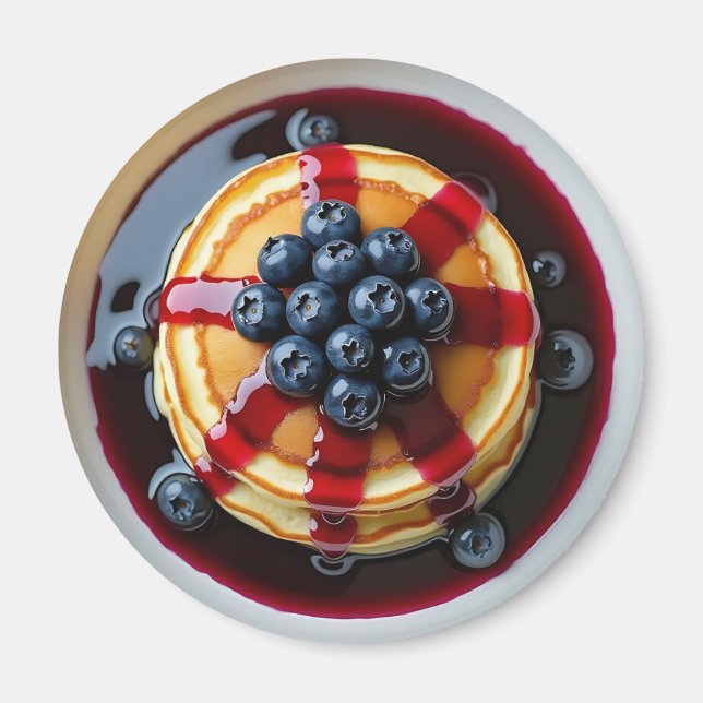 Blueberry Pancakes Realistic Food Magnet (Framsidan)