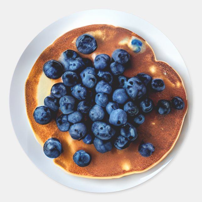 Blueberry Pancakes Runt Klistermärke (Framsida)