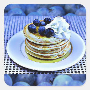 Blueberry Pancakes Stickers Fyrkantigt Klistermärke