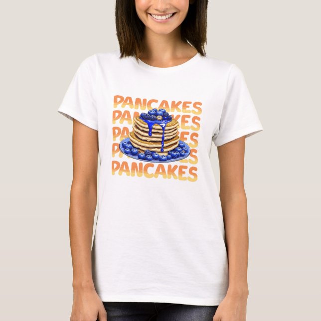 Blueberry Pancakes, Yummy Foodie T Shirt (Framsida)