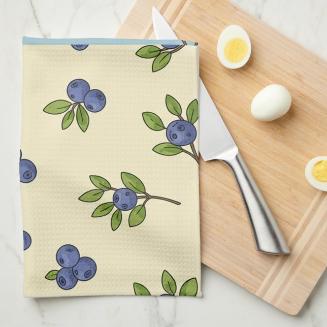 Blueberry Repeat Mönster - Pastel Vibe Kökshandduk (Vikt i Fjärdedel)