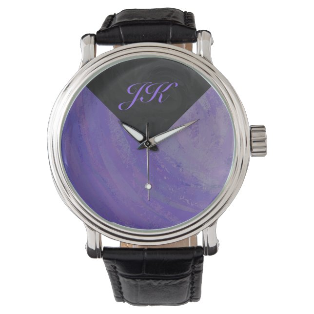 Blueberry Smear och Black Monogram Armbandsur (Framsida)