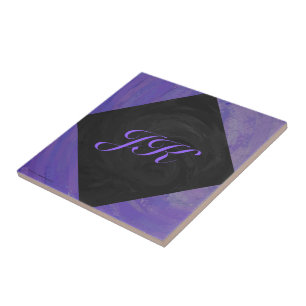 Blueberry Smear och Black Monogram Kakelplatta