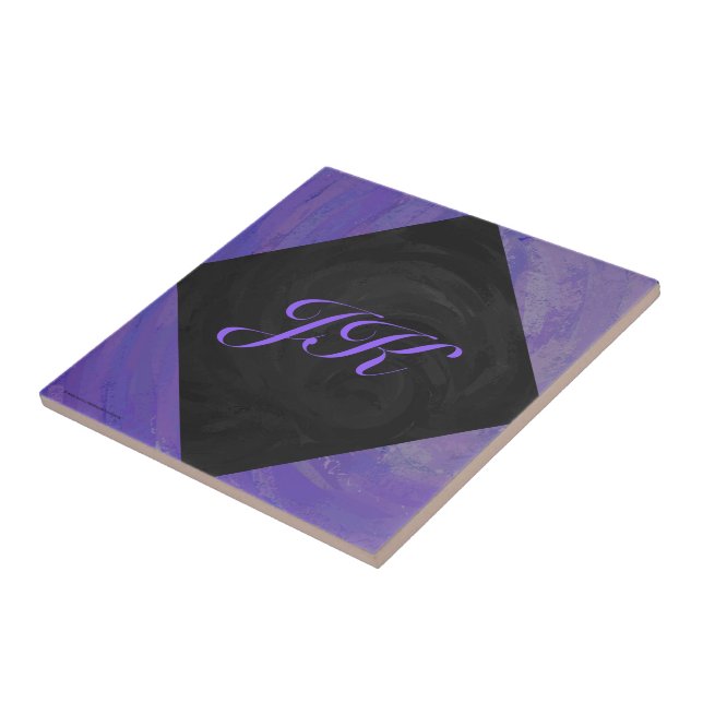 Blueberry Smear och Black Monogram Kakelplatta (Sidan)