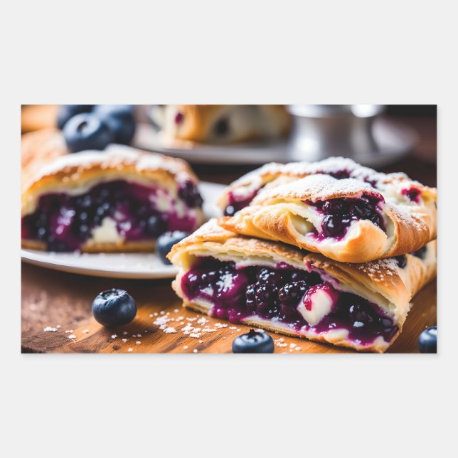 Blueberry Strudels Rektangulärt Klistermärke (Framsida)
