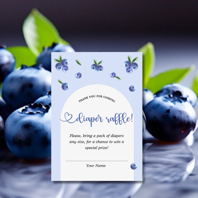 Blueberry Sweet Boy Shower Raffle Tilläggskort (Blueberry Sweet Boy Baby Shower Diaper Raffle Enclosure Card)