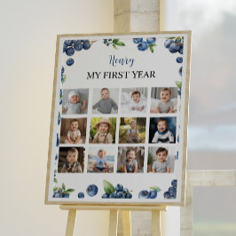 Blueberry Sweet First Year Photo Milestone Sign Poster
