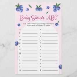 Blueberry Sweet Watercolor Baby Shower ABC-spel