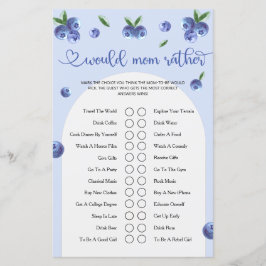 Blueberry Sweet Watercolor Boy Shower Game