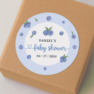 Blueberry Sweet Watercolor Boy Shower Runt Klistermärke