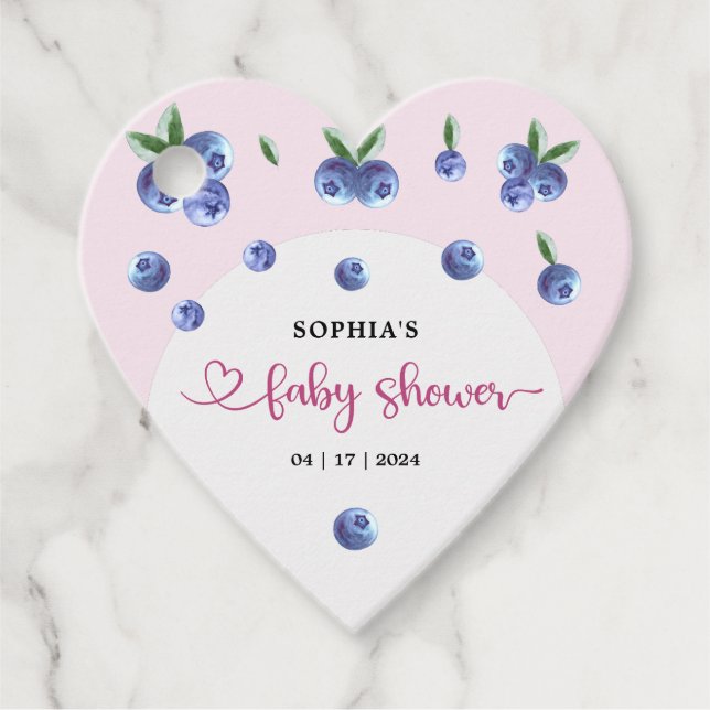 Blueberry Sweet Watercolor Girl Baby Shower Gåvor Etiketter (Framsida)