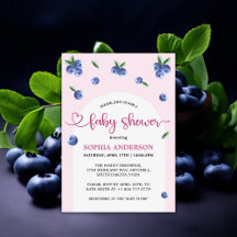 Blueberry Sweet Watercolor Girl Baby Shower