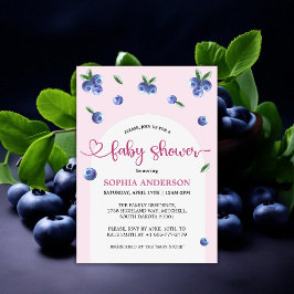 Blueberry Sweet Watercolor Girl Baby Shower Inbjudningar