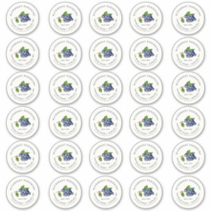 Blueberry Sylt 2" Mason Burk Standard Lid Label Klistermärken