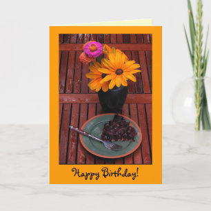 Blueberry Tart & Flowers Birthday Kort