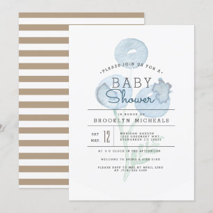Blueberry Trio   Berry Watercolor Baby Shower Inbjudningar