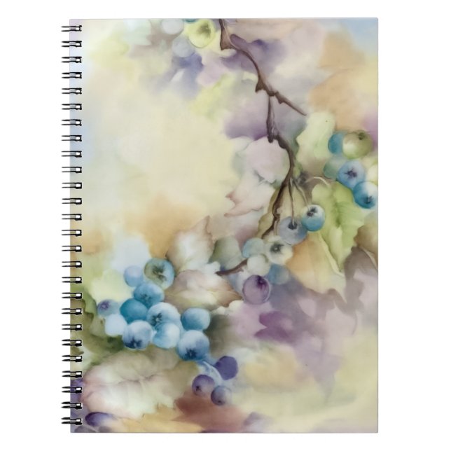 Blueberry Watercolor Notebook Anteckningsbok (Framsidan)