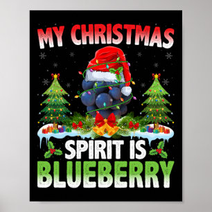Blueberry Wearing Santa Hat - julandan är Poster