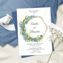 Blueberry WildblommFaux Gold Foil Ram Bröllop