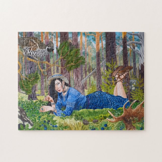 Blueberry Woman Jigszle Puzzle Pussel (Horisontell)