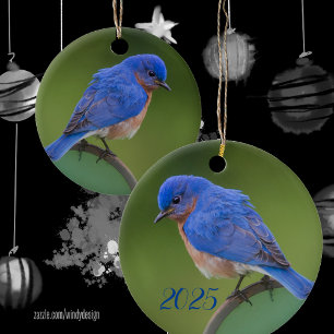 Bluebird 2021 jul Ceramic Ornament