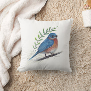 Bluebird Bird Watercolor Art Dekorativ kudde