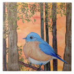 Bluebird Ceramic Tile, Large Kakelplatta<br><div class="desc">Here is a bluebird at sunrise.</div>