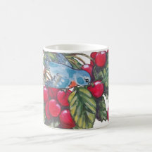 Bluebird Cherries Red Blue Lövs Fruit Sommar