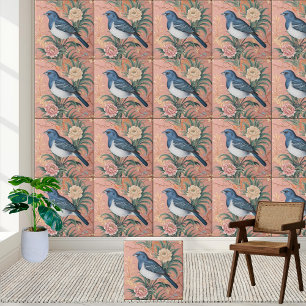Bluebird Chinoiserie Blommönster Tile Kakelplatta