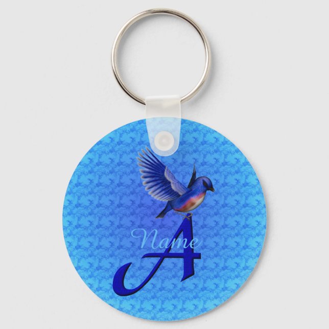 Bluebird Elegant Monogram Initial A Personlig Nyckelring (Framsida)