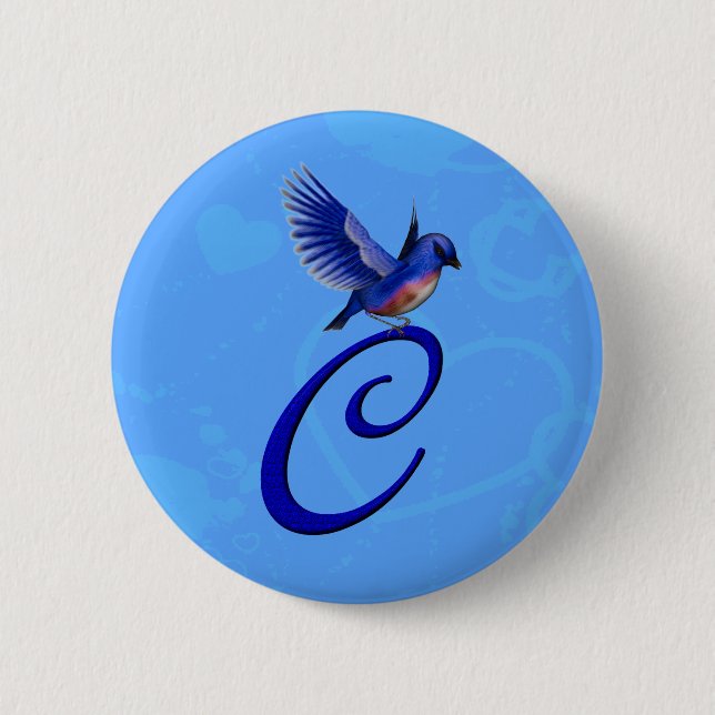 Bluebird Elegant Monogram Initial C Knapp (Framsida)