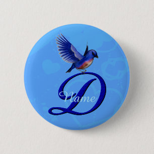 Bluebird Elegant Monogram Initial D Personlig Knapp