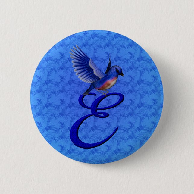 Bluebird Elegant Monogram Initial E Knapp (Framsida)