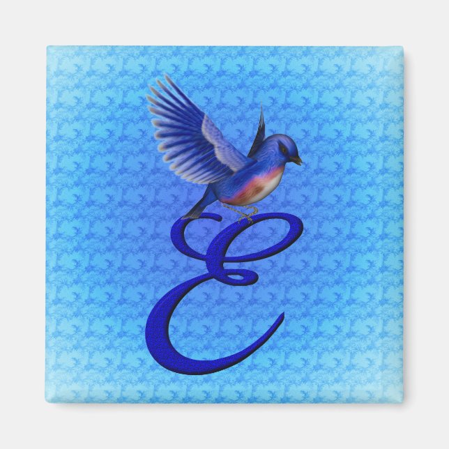 Bluebird Elegant Monogram Initial E Magnet (Framsidan)
