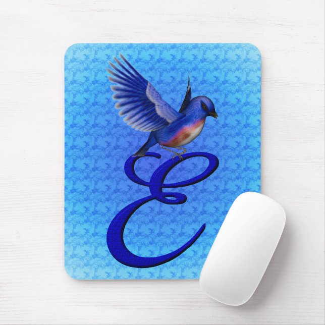 Bluebird Elegant Monogram Initial E Musmatta (Med mus)