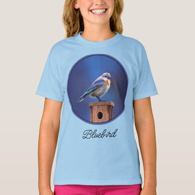 Bluebird (Female) Painting - Original Bird Art T-S T Shirt (Framsida)