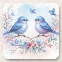 Bluebird Harmony om en Blommigt Perch