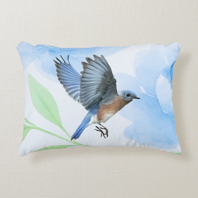 Bluebird In Flight Pillow Prydnadskudde (Framsidan)