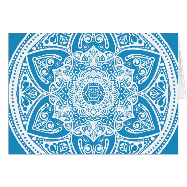Bluebird Mandala Hälsningskort (Framsidan Horizontal)