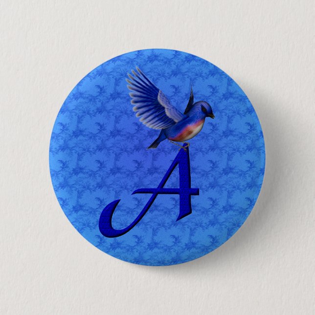 Bluebird Monogram Initial A Knapp (Framsida)